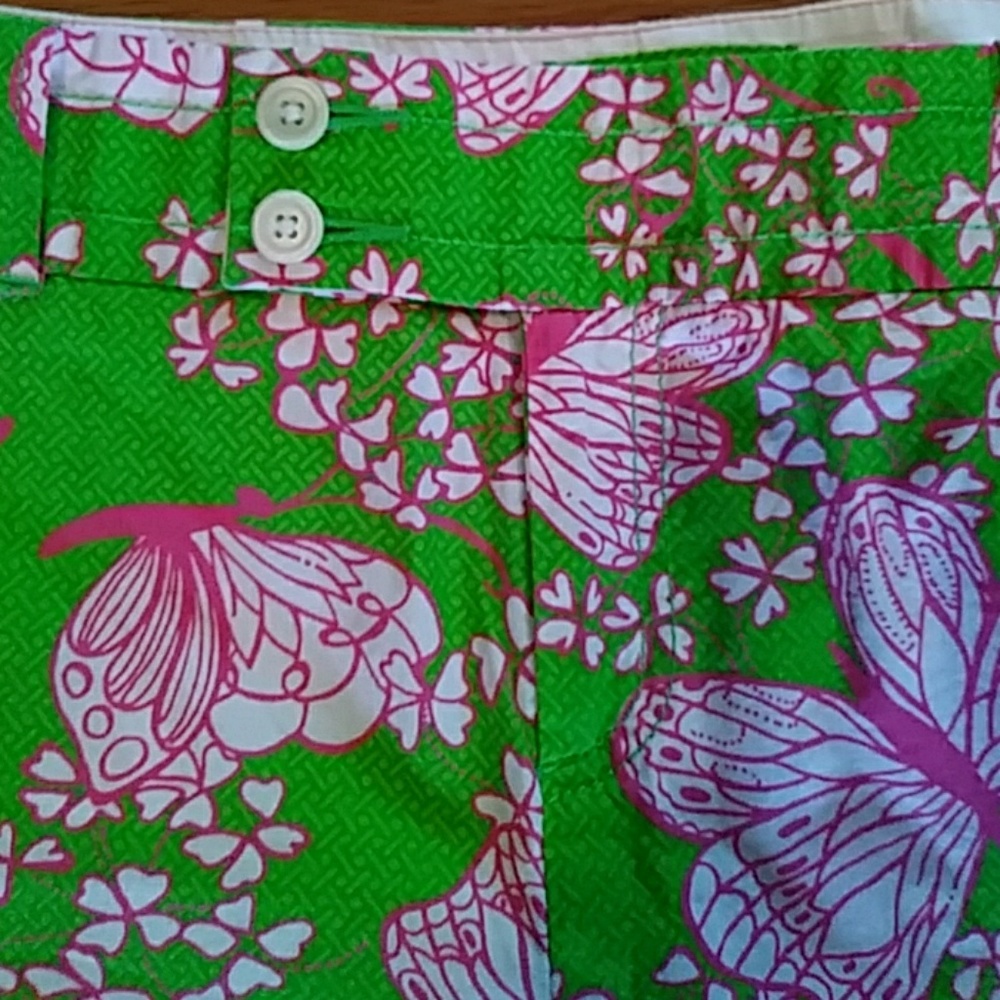 Lilly Pulitzer pink butterfly crop pants sz 10 - Picture 3 of 5